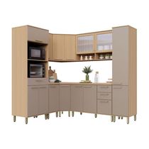 Cozinha Completa De Canto 100% Mdf 418cm Duna Luciane Móveis Freijó-cinammon