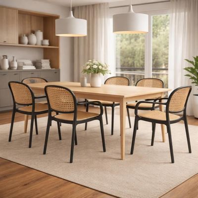 Kit 20 Cadeiras De Jantar Roma Prática Com Braços Para Sala E Cozinha - Preto