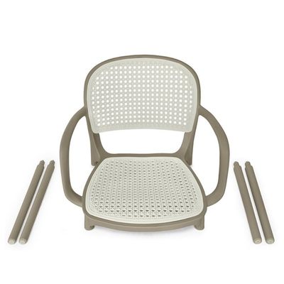 Kit 6 Cadeiras De Jantar Roma Prática Com Braços Para Sala E Cozinha - Branco/cinza Escuro