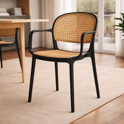 Kit 20 Cadeiras De Jantar Roma Prática Com Braços Para Sala E Cozinha - Preto