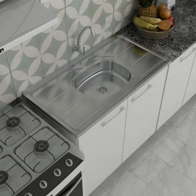 Pia De Cozinha Com Cuba E Válvula Bali 100cm Aço Inox - Ghel Plus