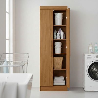 Multiuso Lavanderia Lirio Mdf 2 Portas E 4 Prateleiras Naturalle