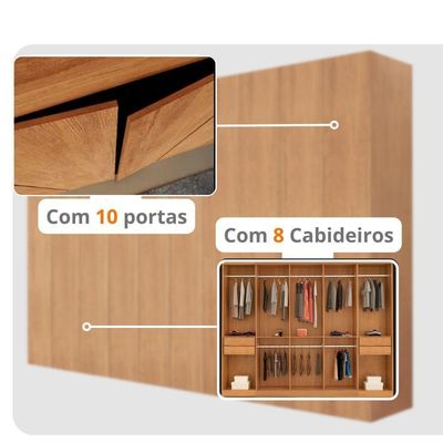 Guarda Roupa Casal Everest Mdf 10 Pts 4 Gav 5 Prateleiras Naturalle