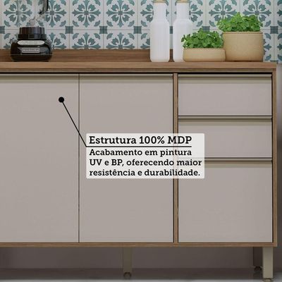 Cozinha Completa 4 Pçs Espaço Micro-ondas E Tampo 270cm Lari Vanilla-connect