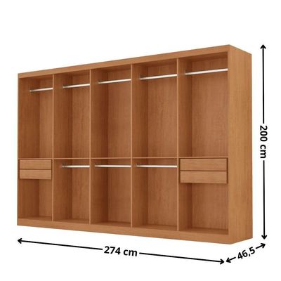 Guarda Roupa Casal Everest Mdf 10 Pts 4 Gav 5 Prateleiras Naturalle