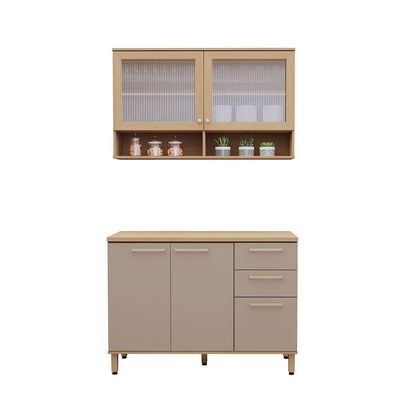 Cozinha Compacta 100% Mdf 2 Pçs 120cm Duna Freijó-cinammon