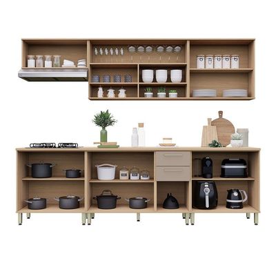 Cozinha Compacta 100% Mdf 6 Pçs 280cm Duna Luciane Móveis Freijó-cinammon
