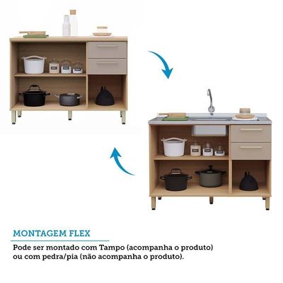 Cozinha Compacta 100% Mdf 6 Pçs 280cm Duna Luciane Móveis Freijó-cinammon