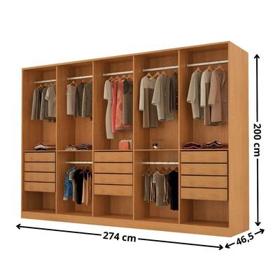 Guarda Roupa Casal Everest Mdf 10 Pts 12 Gav 5 Prateleiras Naturalle