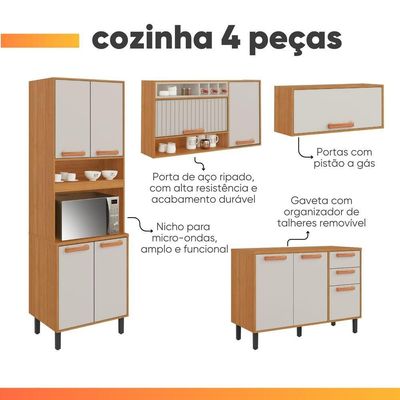 Armário De Cozinha Completa 10 Portas 2 Gavetas Núbia Madeirado/off White Madeirado/off White