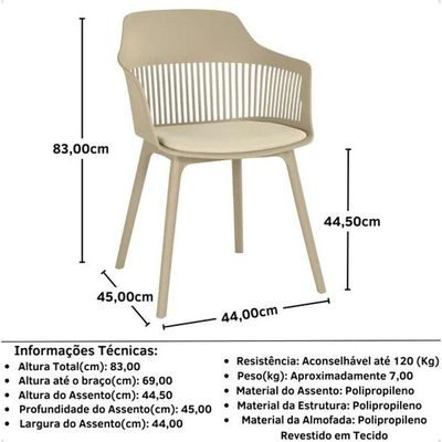 Conjunto De Jantar Mesa Eiffel 100cm Preto + 4 Cadeiras Marcela Nude