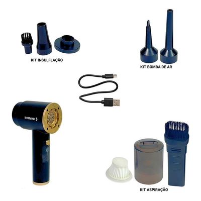 Aspirador 3 Em 1 Portátil Bom-8919 – Aspira Sopra E Infla Multifuncional 110V