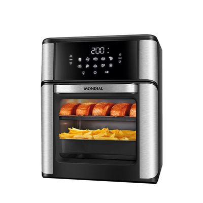 Fritadeira Air Fryer Forno Oven 12L Mondial Inox Preto 2000W - AFON-12L-BIN 220V