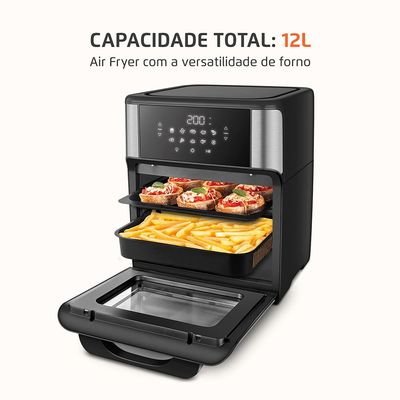 Fritadeira Air Fryer Forno Oven 12L Mondial Inox Preto 2000W - AFON-12L-BIN 220V