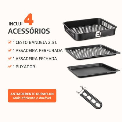 Fritadeira Air Fryer Forno Oven 12L Mondial Inox Preto 2000W - AFON-12L-BIN 220V