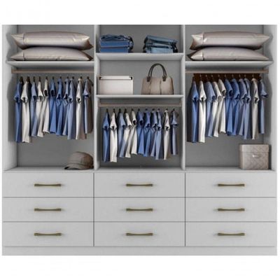 Guarda-roupa Casal 3 Portas Espelho 9 Gavetas- Bianchi