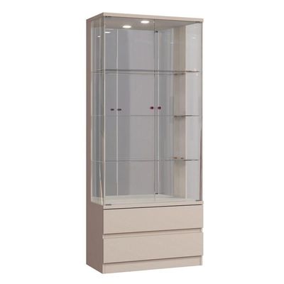 Cristaleira Vidro Com Led - Diamante-off White- Mavau Móveis