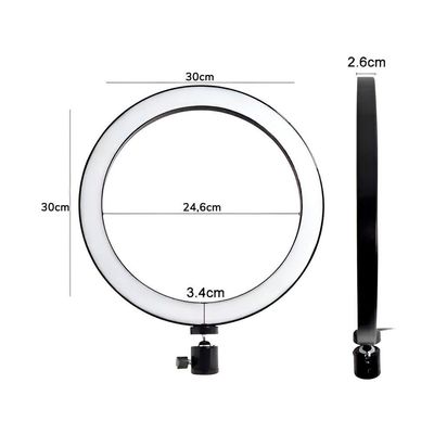 Ring Light 12” 30cm 240 Leds 10w Bivolt Com Suporte Para Celular – 3 Modos De Luz 3200k–5500k Usb