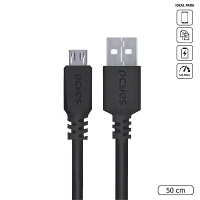 Cabo Celular Micro Usb Usb A 2.0 50cm Preto