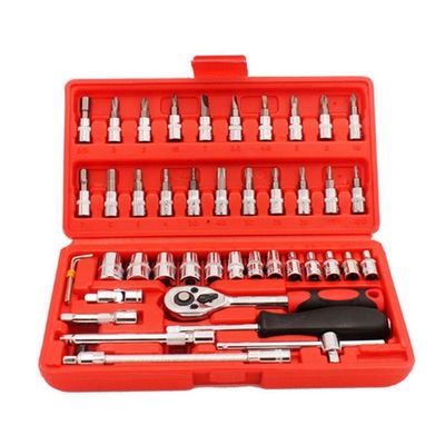 Conjunto De Ferramentas Socket 1-4 – 46 Peças Com Soquetes, Chaves E Acessórios Em Aço Cromo