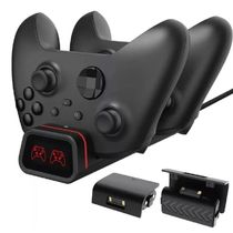 Carregador Para Controle Xbox One e Séries S e X + 2 Baterias 800mah + 4 Tampas