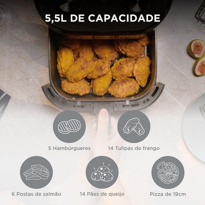 Fritadeira Air Fryer Widemax 5,5l 1900w Midea Preto/inox 220V