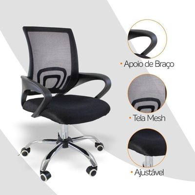 Kit 2 Cadeiras Escritório Oficial Begônia Ergonômico Preto