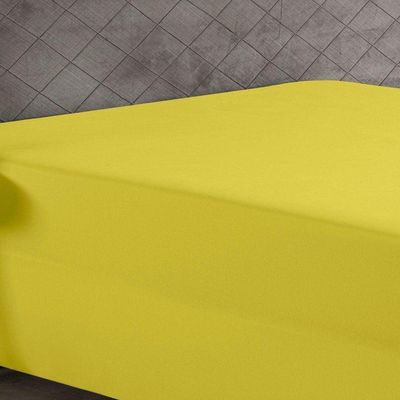 Lençol Com Elástico King Nobre 1 Peça Luva De Box 55cm De Altura Malha 100% Algodão - Amarelo