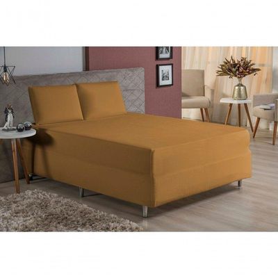 Jogo De Cama King Nobre 3 Peças Luva De Box 55cm De Altura Malha 100% Algodão - Cobre