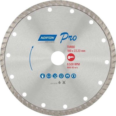 Disco De Corte Diamantado, Turbo, 180 Mm, Furo 22,2 Mm, 70184645784 Norton Ostenvonder