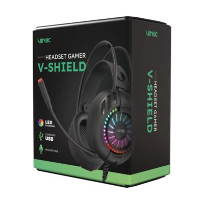 Fone de Ouvido Headset Gamer Vinik V-SHIELD USB - LED Rainbow - VKHSGVSH