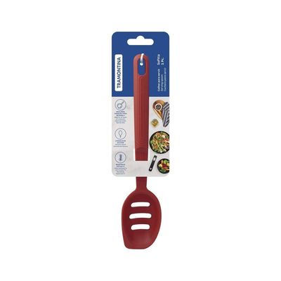 Colher Para Servir Vazada Tramontina Softta De Silicone Vermelho Tramontina