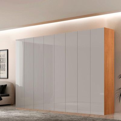 Guarda Roupa Casal Alpes Mdf 8 Portas E 4 Gavetas Moderna Naturalle/off White