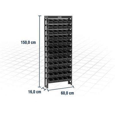 Estante Metálica, Com Gaveteiros Modelo Prático Preto, 60/3 Vonder