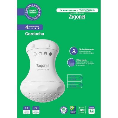 Ducha Gorducha 4 Temperaturas 5700 Watts 220 Volts Branco Dgd4t57220br11 Zagonel Ducha 5700w 220