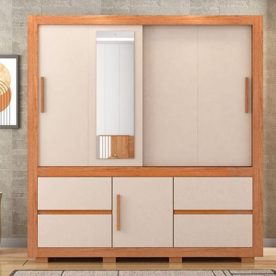 Guarda-roupa Optimus Lux 3 Portas Com Espelho Freijo/off White