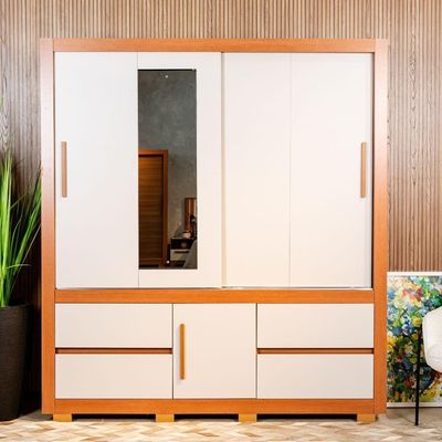 Guarda-roupa Optimus Lux 3 Portas Com Espelho Freijo/off White