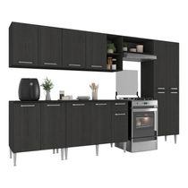 Armário Cozinha Modulada Completa 298cm Pequim Top Multimóveis Mp3770 Preto