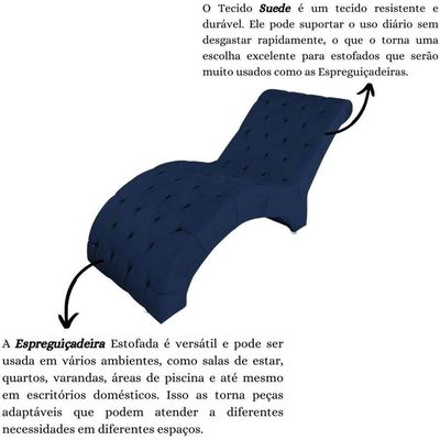 Recamier Divã Espreguiçadeira Para Sala Cliníca Aline Suede Azul Marinho