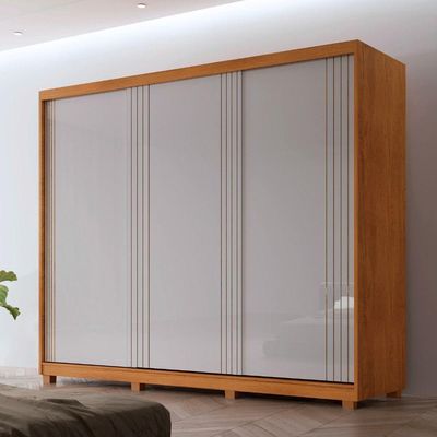 Guarda Roupa Casal Connor Mdf 3 Portas 2 Gavetas Com Pés Naturalle/off White