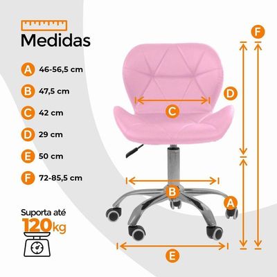 Kit 02 Cadeiras Office Eiffel Slim Ajustável Oficial Rosa