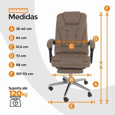 Cadeira De Escritório Oficial Presidente Ergonômic Apoio Pés Bege