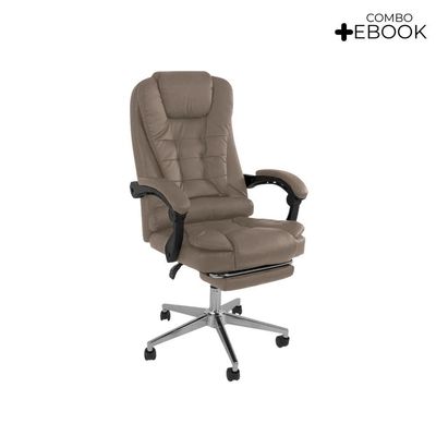 Cadeira De Escritório Oficial Presidente Ergonômic Apoio Pés Bege