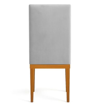 Kit 6 Cadeiras De Jantar Brisa Veludo Cinza Base De Madeira - Pallazio