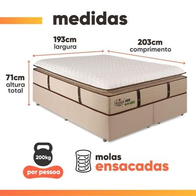 Cama Box King Gazin Ferrari Premium Molas Ensacadas E Pillow Top 193x203x71cm Bege
