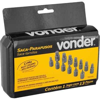 Jogo Bits Saca Parafuso 1/8''-1/2'' 13pcs Crmo Vonder