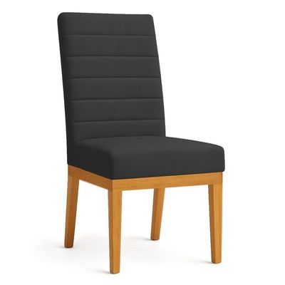 Kit 4 Cadeiras De Jantar Solana Suede Base De Madeira - Pallazio Cor Preto
