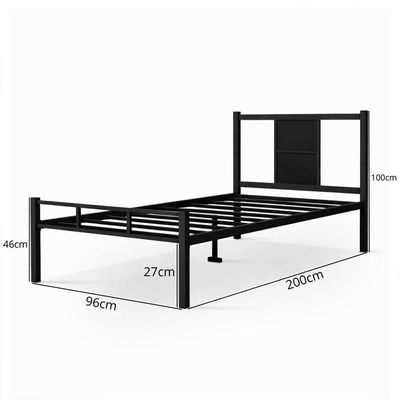 Cama Juvenil Solteiro Ravena Com Colchão Solteiro 88cm Klm Preto/preto