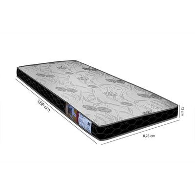 Colchão Solteiro D20 188 X 78 X 12 Cm Klm Store Preto / Branco