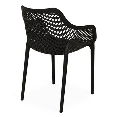 Kit 10 Cadeiras De Jantar Design Suits Com Braços Empilhável Em Polipropileno - Preto